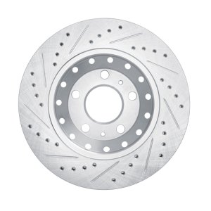 Audi A8 Brake Rotor (1) - Rear Right - R1 Concepts - Drilled & Slotted - Silver - `04-`10